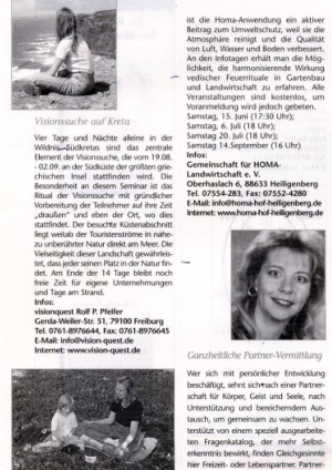 2002, Mensch und Sein 6/02, Info-Tage am Homa-Hof Heiligenberg